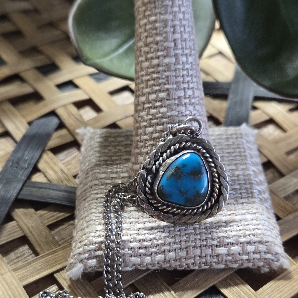 Sterling Silver Turquoise Pendant With Chain
